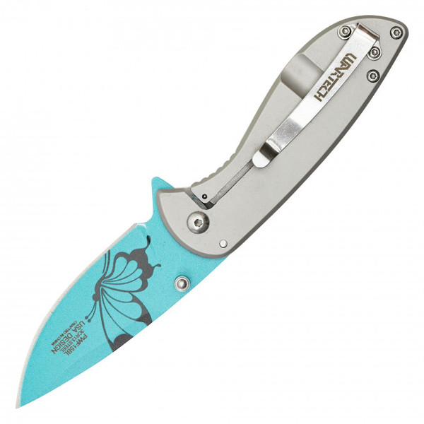 7" Wartech Blue Butterfly Pocket Knife