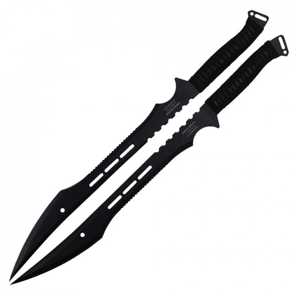 27" Dual Full Tang Blade Black Ninja Sword Machete