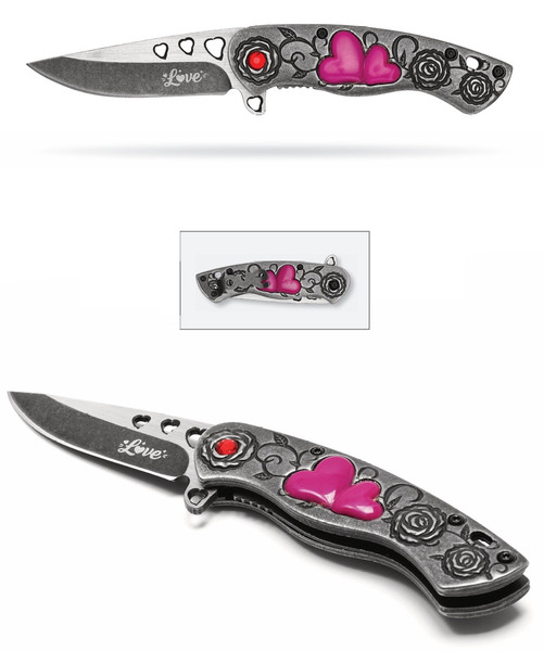 7" Stonewashed Love Pocket Knife