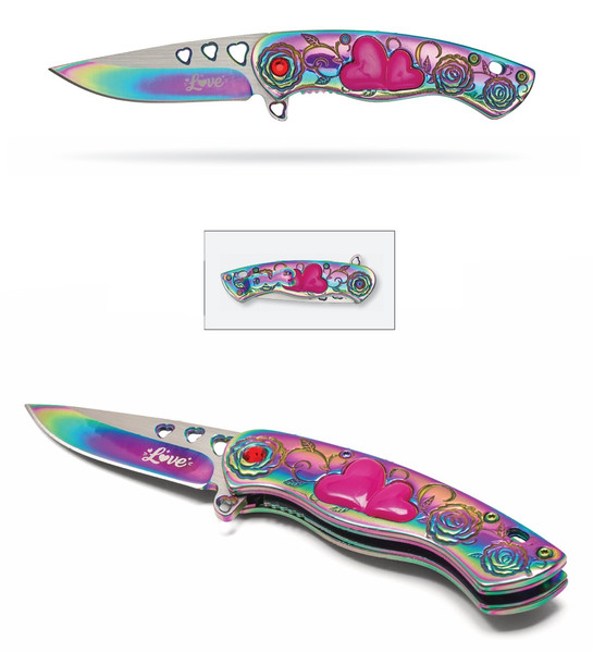 7" Rainbow Love Pocket Knife
