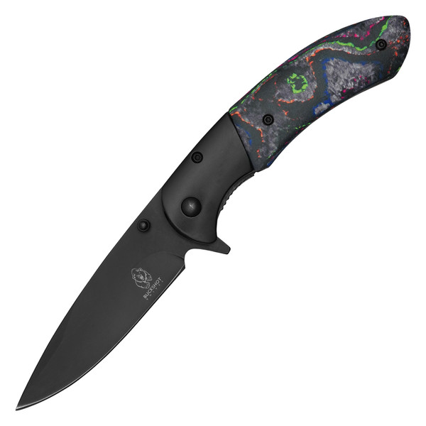 8" Black Marbled Pocket Knife