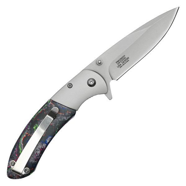 8" Silver Marbled Pocket Knife