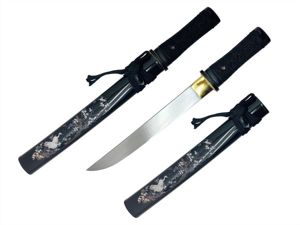 18″ Hand Forged Tanto with ABS Scabbard – Crane Graphic- BLK