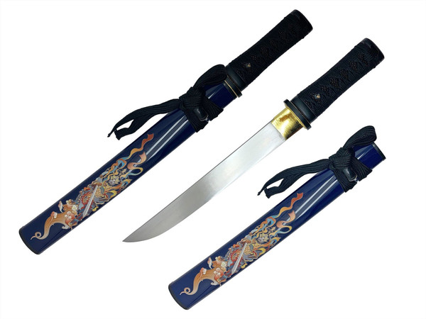 18″ Hand Forged Tanto with ABS Scabbard – Acala Graphic – BLUE