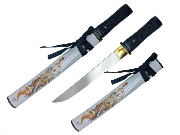 18″ Hand Forged Tanto with ABS Scabbard – Acala Graphic – WHITE 18″ Hand Forged Tanto with ABS Scabbard – Acala Graphic – WHITE