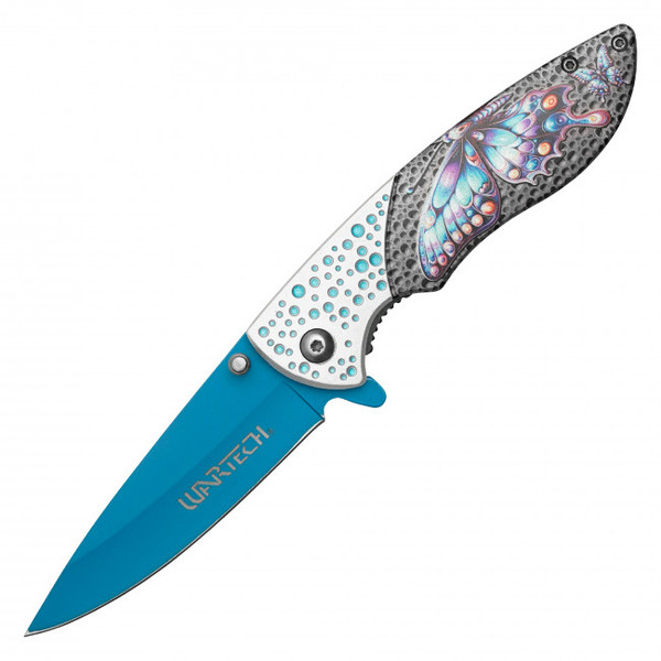 8" Dotted Blue Butterfly Pocket Knife