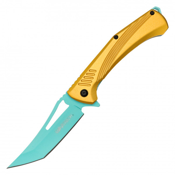 8.25" Perforated Gold Pocket Knife