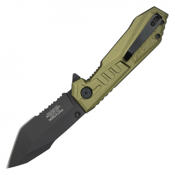 7.75" Green Serrated Pocket Knife