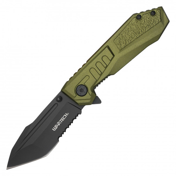 7.75" Green Serrated Pocket Knife