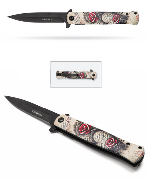 8.25" Vintage Rose Pocket Knife