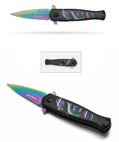 6.25" Rainbow Dragon Pocket Knife