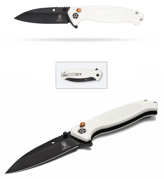 8.25" D2 White Textured Pocket Knife