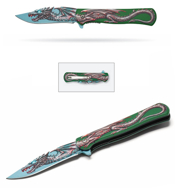 8" Emerald Dragon Pocket Knife
