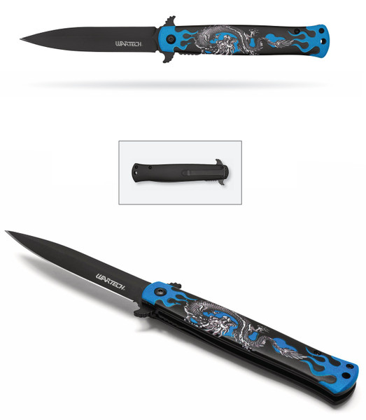 9" Blue Dragonfire Pocket Knife