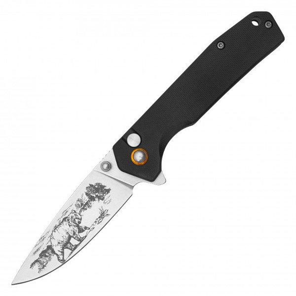 7" Black D2 Bear Pocket Knife