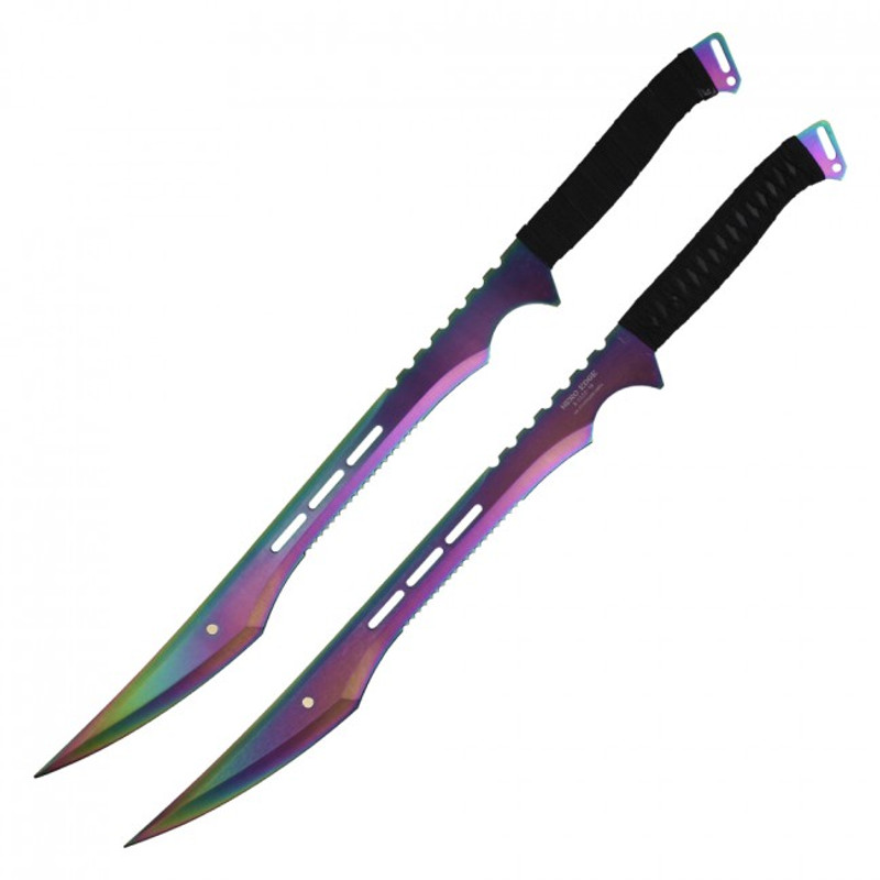 27 Dual Full Tang Blade Rainbow Ninja Sword Machete 4455