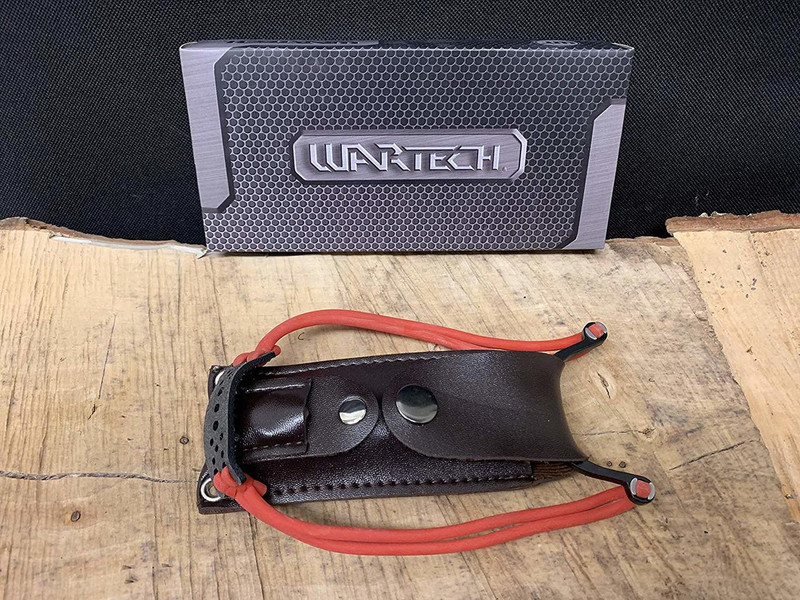 Wartech PWT17 2in1 Slingshot Folding Pocket Knife with Leather Sheath