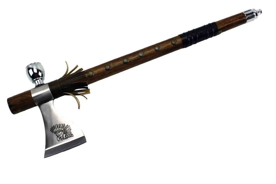 18" Tomahawk with Functional Smoking Tabacco Peace Pipe