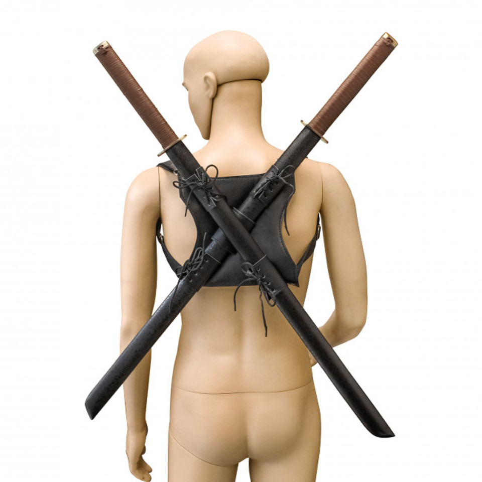 37.5" Leonardo Dual Ninja Swords w/ Back Carrying Scabbard