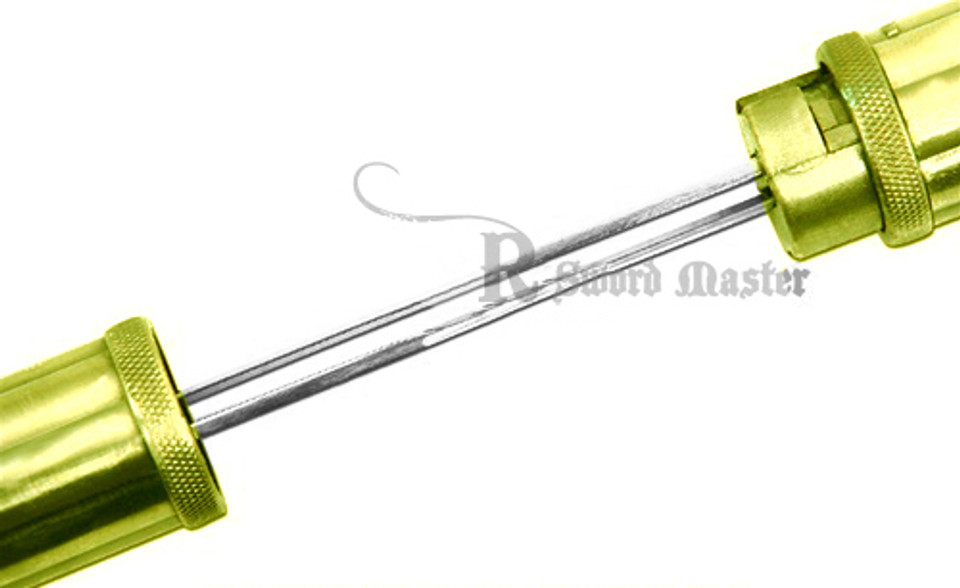 2 in 1 Gold Double Bladed Ninja Sword Staff Spear