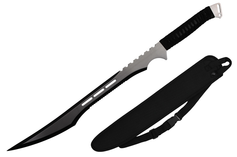 27" Single Two Tone Full Tang Blade Black Metal Ninja Sword