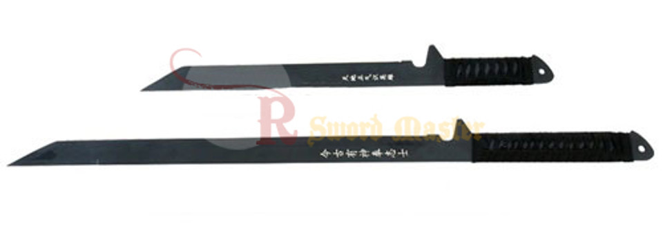 Dual Full Tang Black Ninja Combat Sword With Sheath Katana