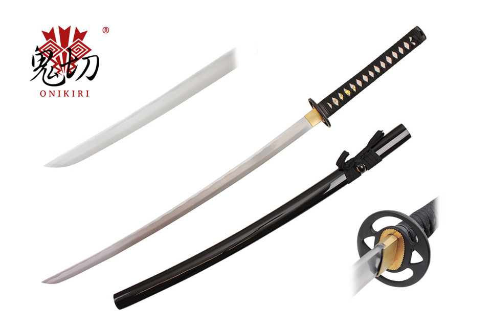 Onikiri Full Tang Handmade Reversed Blade Katana Sword with Silk Bag