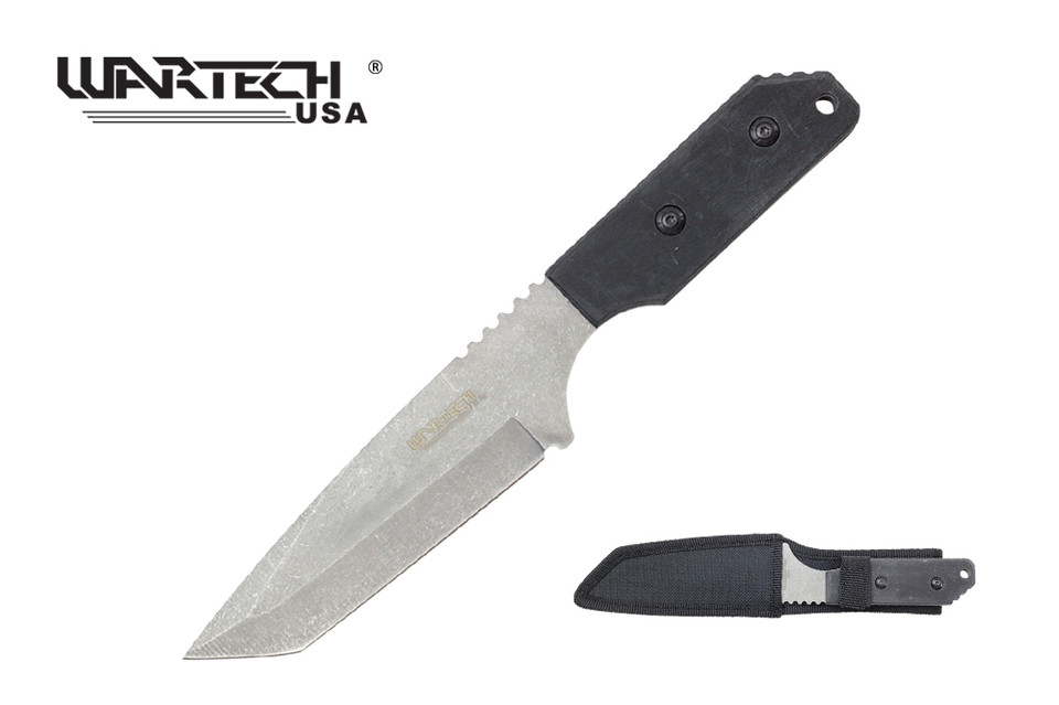 10" Full Tang Stonewash Blade Hunting Knife with Wood Handle H1213BK