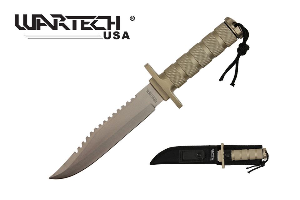12" Silver Survival Knife with Survival Kit and Nylon Sheath