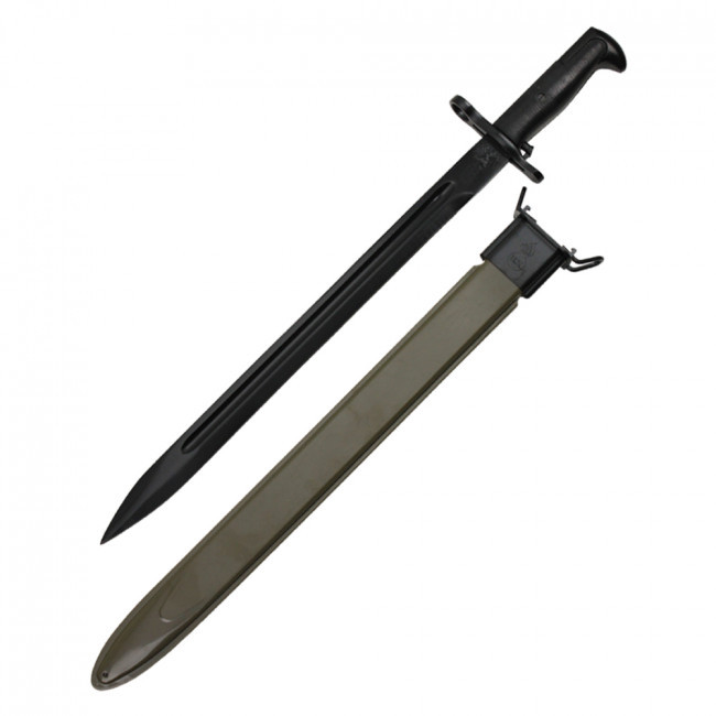 20 Inch WWII M1 Garand M7 Bayonet - 440 Stainless Steel Blade - Long Edition Military Bayonet with Scabbard
