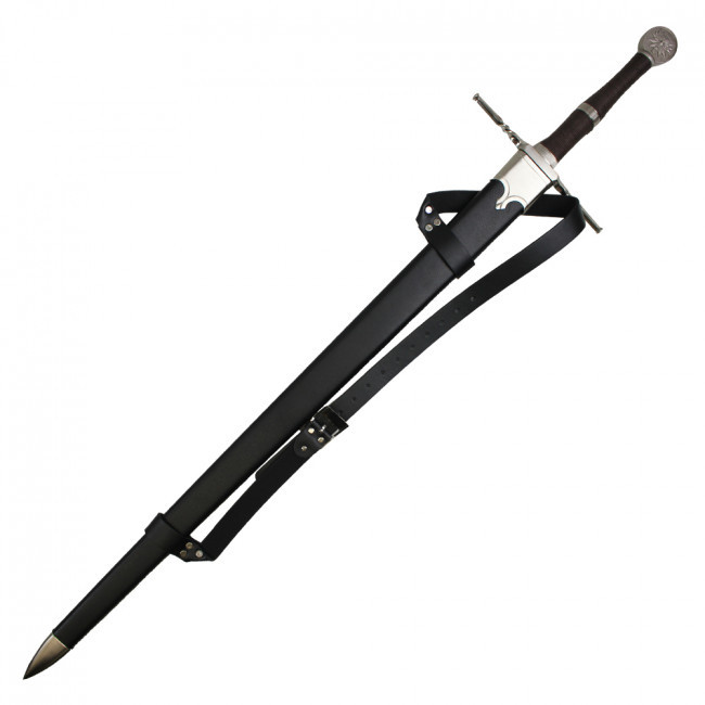 46" Two-Handed Sword With Sheath and Leather Shoulder Strap