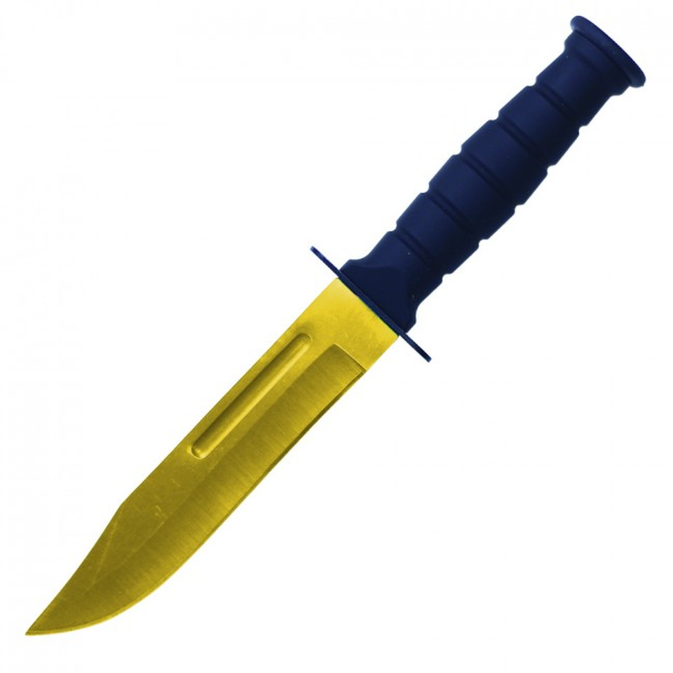 7" Fighting Gold Hunting Tactical Knife Leather Handle with Sheath