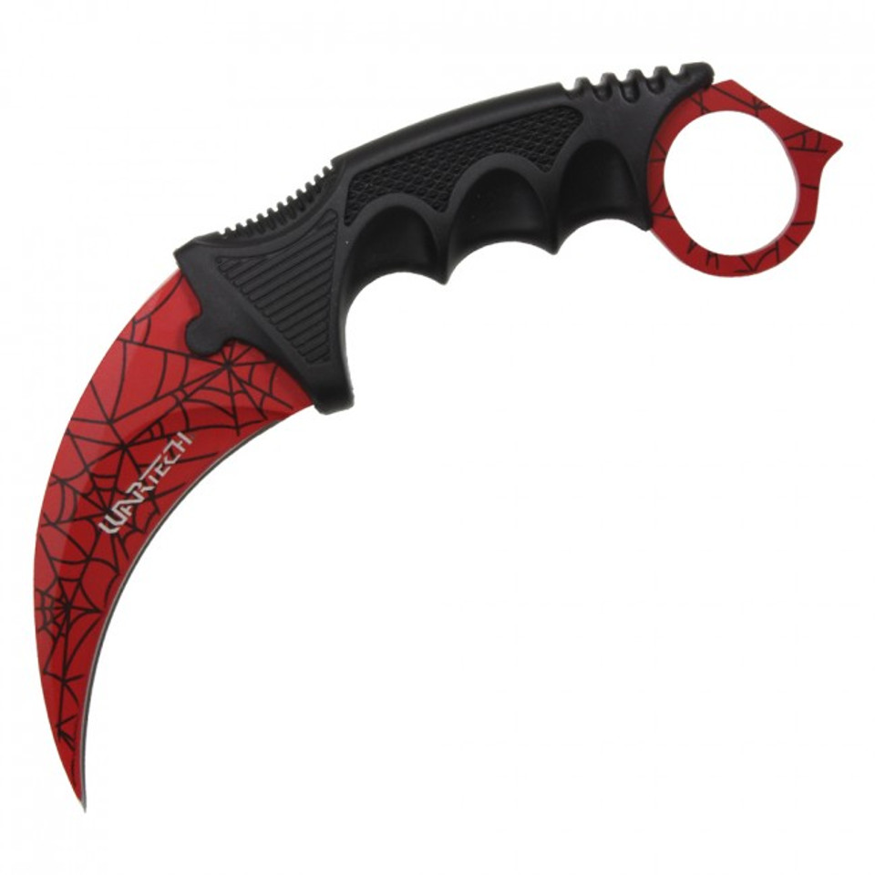 8" Military Tactical Karambit Hunting Skinner Hawkbill Neck Knife Claw - Red Web