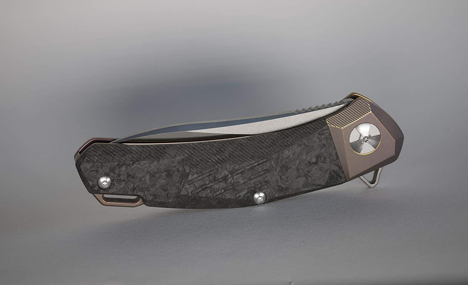 DEFCON JK Series 8" Ti + Forged Carbon HDL D2 Folding Knife - TF3217-3