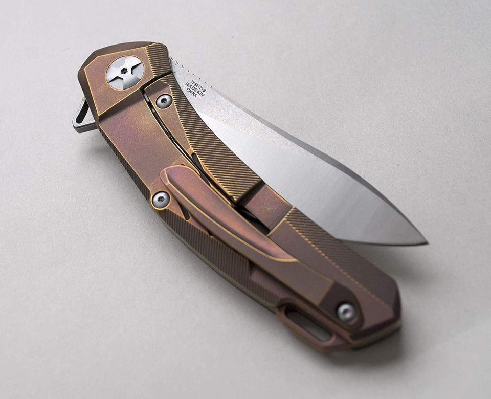 DEFCON JK Series 8" Ti + Forged Carbon HDL D2 Folding Knife - TF3217-3