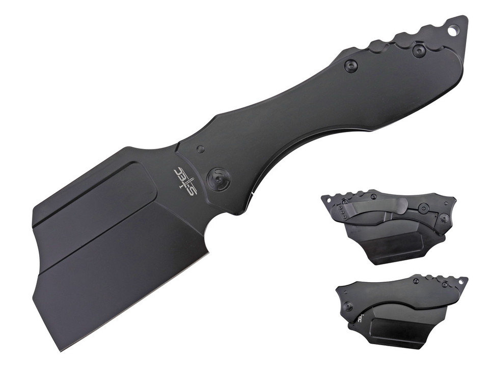 10.75" Cleaver Ball Bearing Folding Knife Steel Black