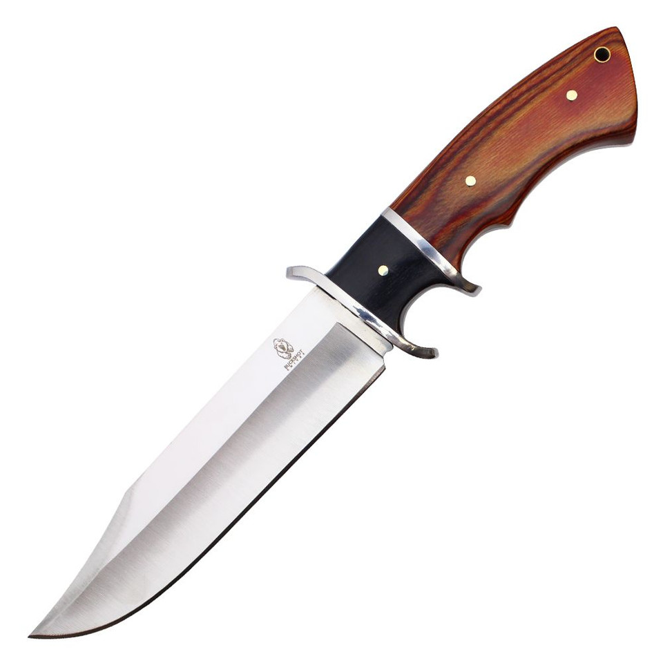 12" Overall Wooden Handle Boyd Fixed Blade Hunting Knife - HBS38