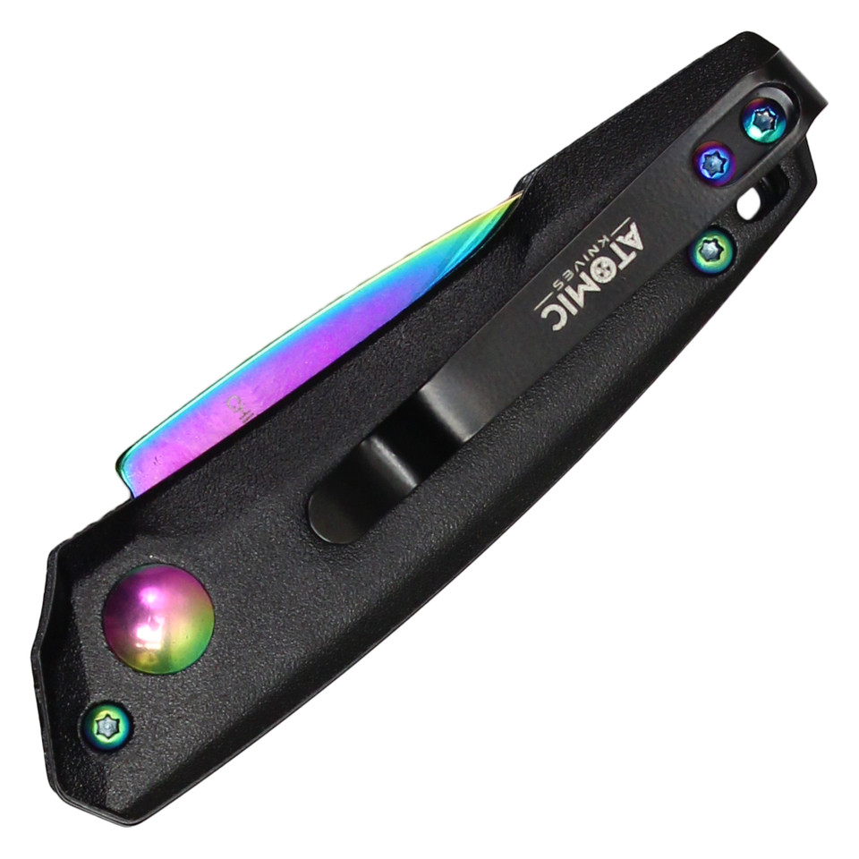 5" Atomic Push Button Knife - Rainbow