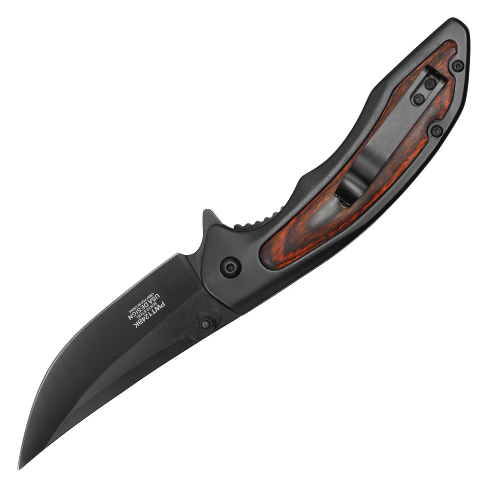 8" Black Wood Pocket Knife - Black