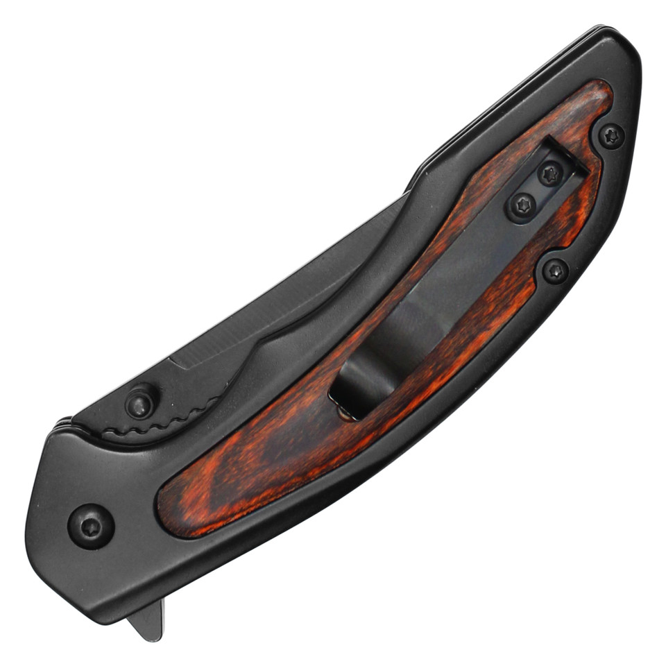 8" Black Wood Pocket Knife - Black