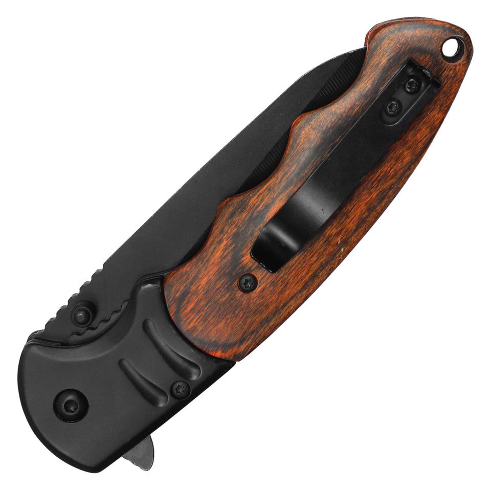 8.5" Black Wood Pocket Knife - Black