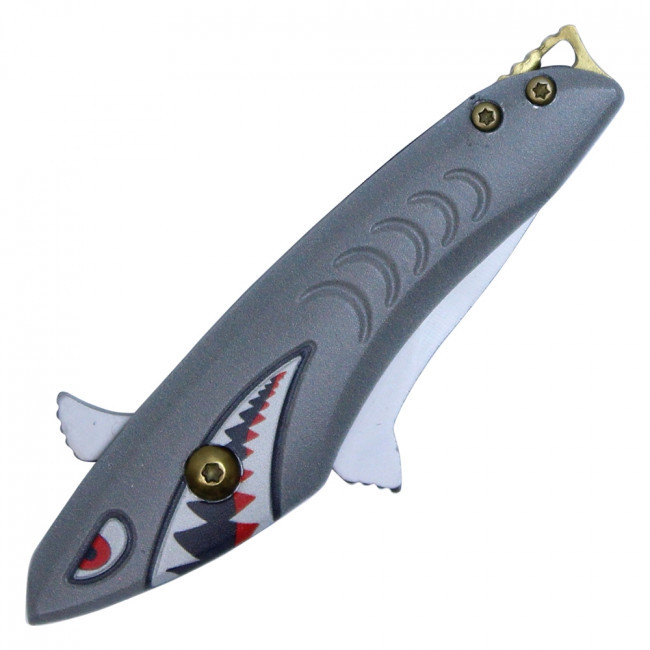 5 1/2” ASSISTED OPEN SHARK KNIFE - GREY