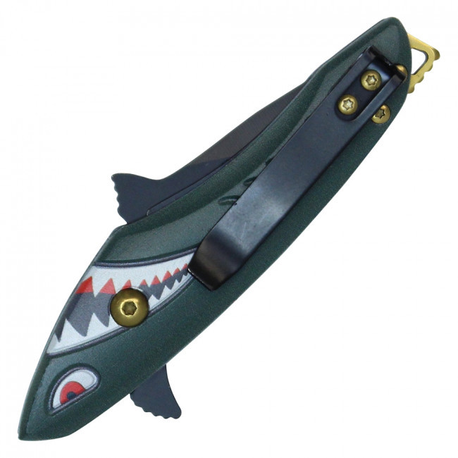 5 1/2” ASSISTED OPEN SHARK KNIFE - BLACK