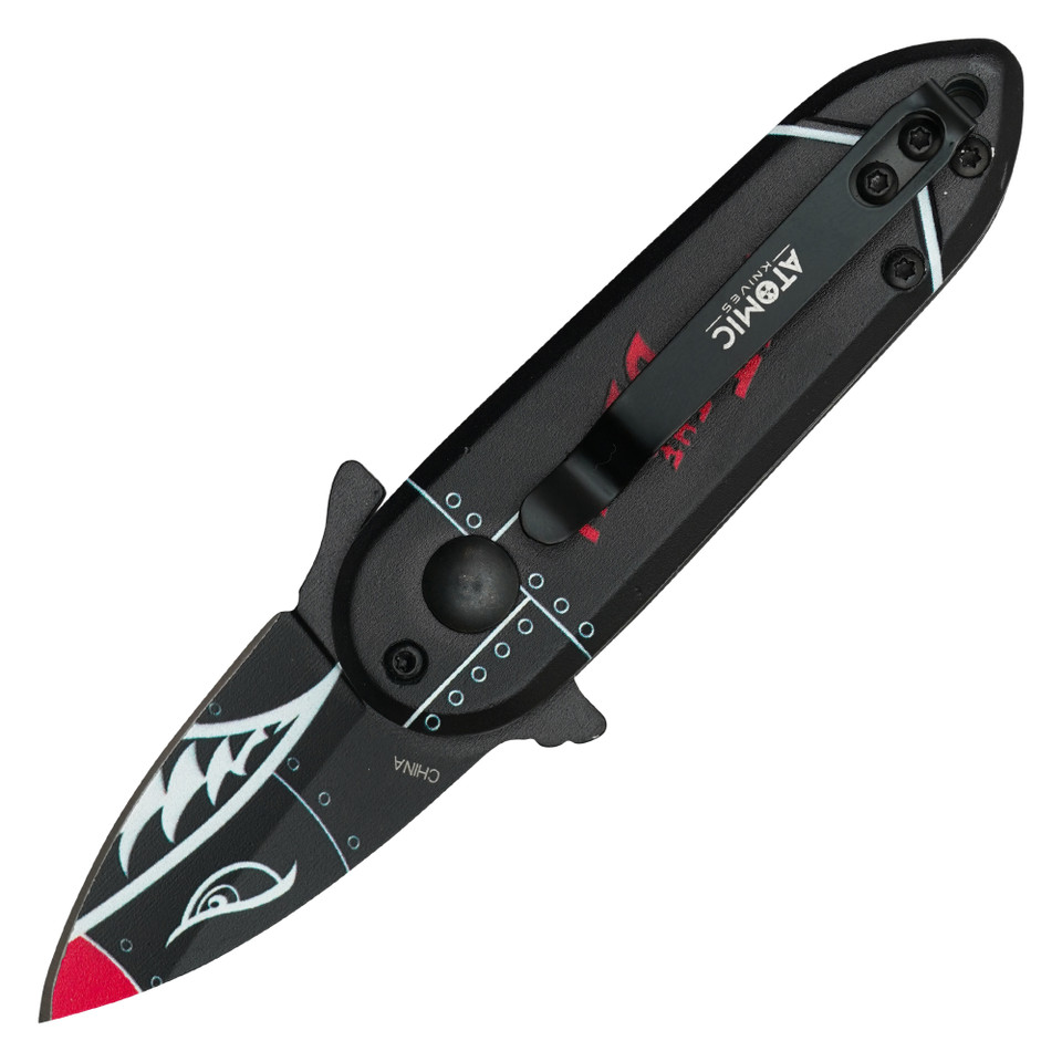 5" Black Bomb Push Button Knife