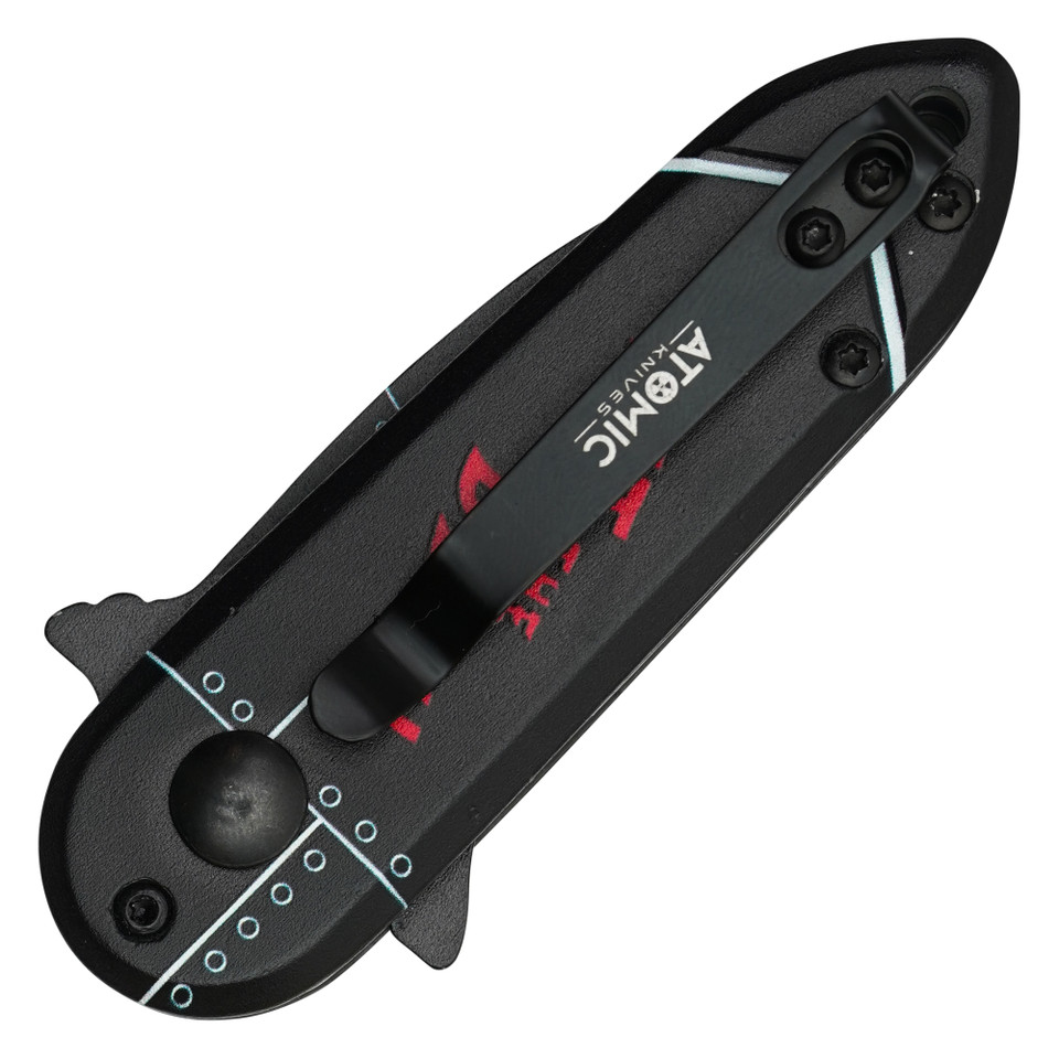 5" Black Bomb Push Button Knife