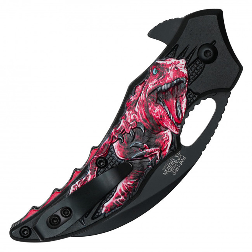 7" Red T-Rex Pocket Knife