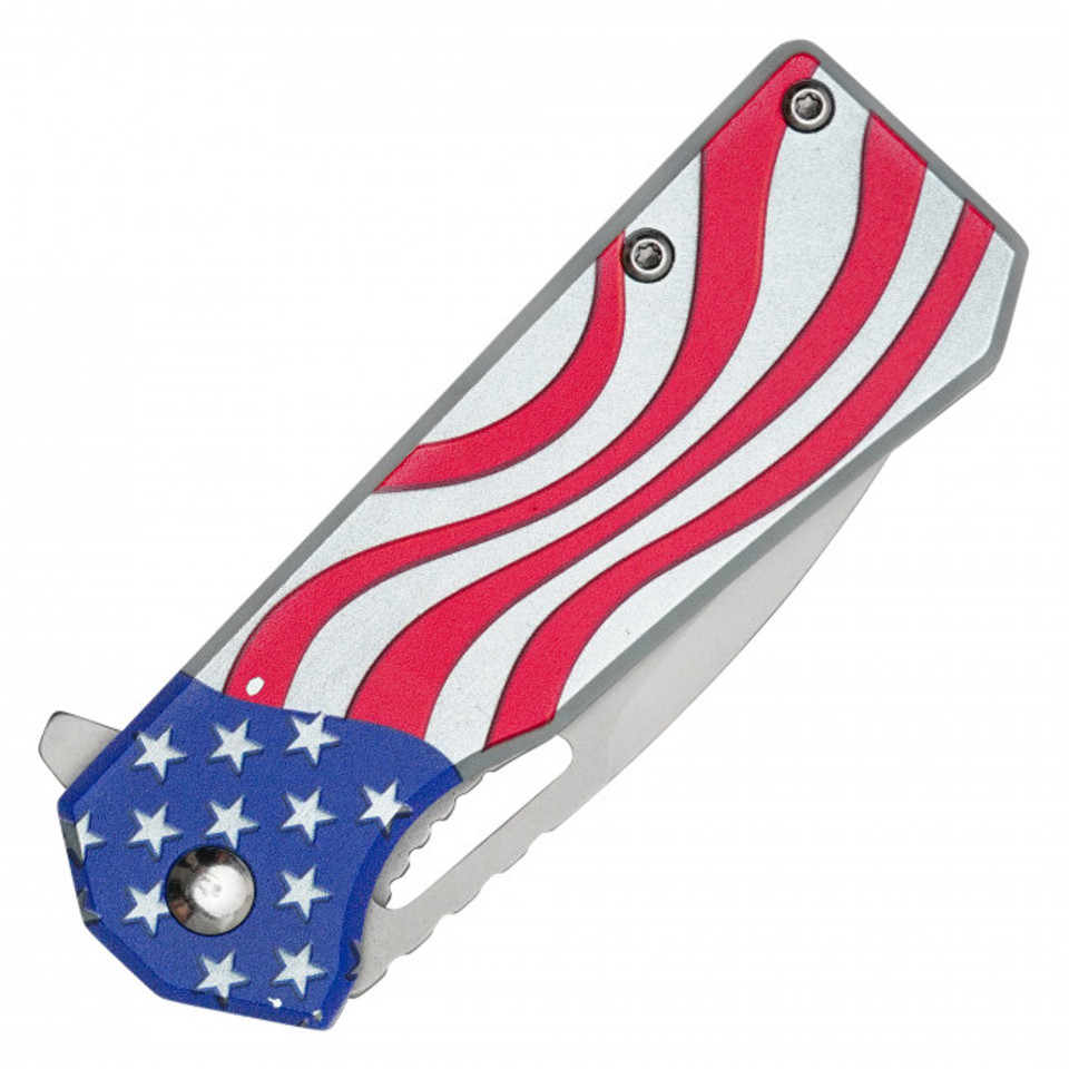 6.25" Silver USA Flag Pocket Knife