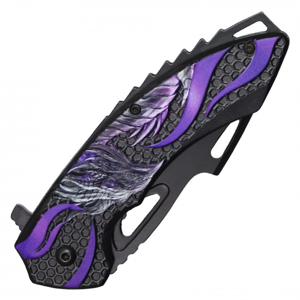 9" Dragon Pocket Knife - Purple