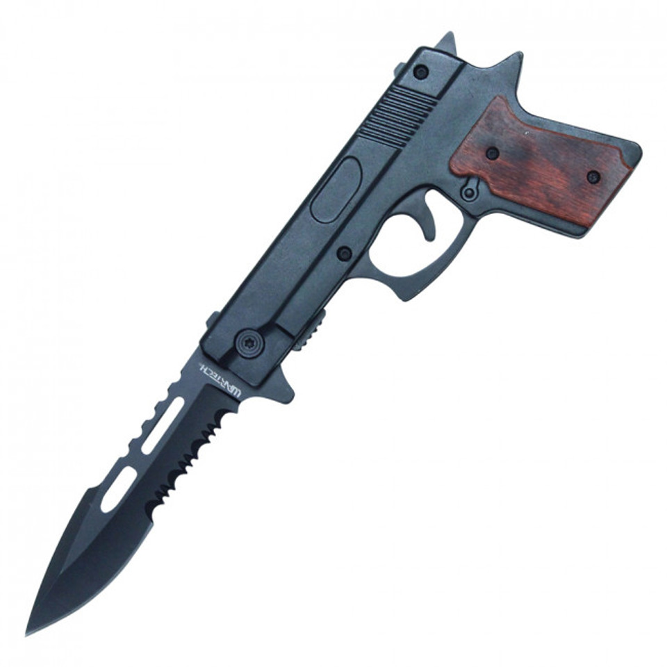 9" Gun Pocket Knife - Black