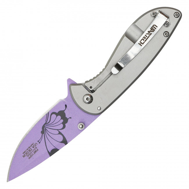 7" Wartech Purple Butterfly Pocket Knife